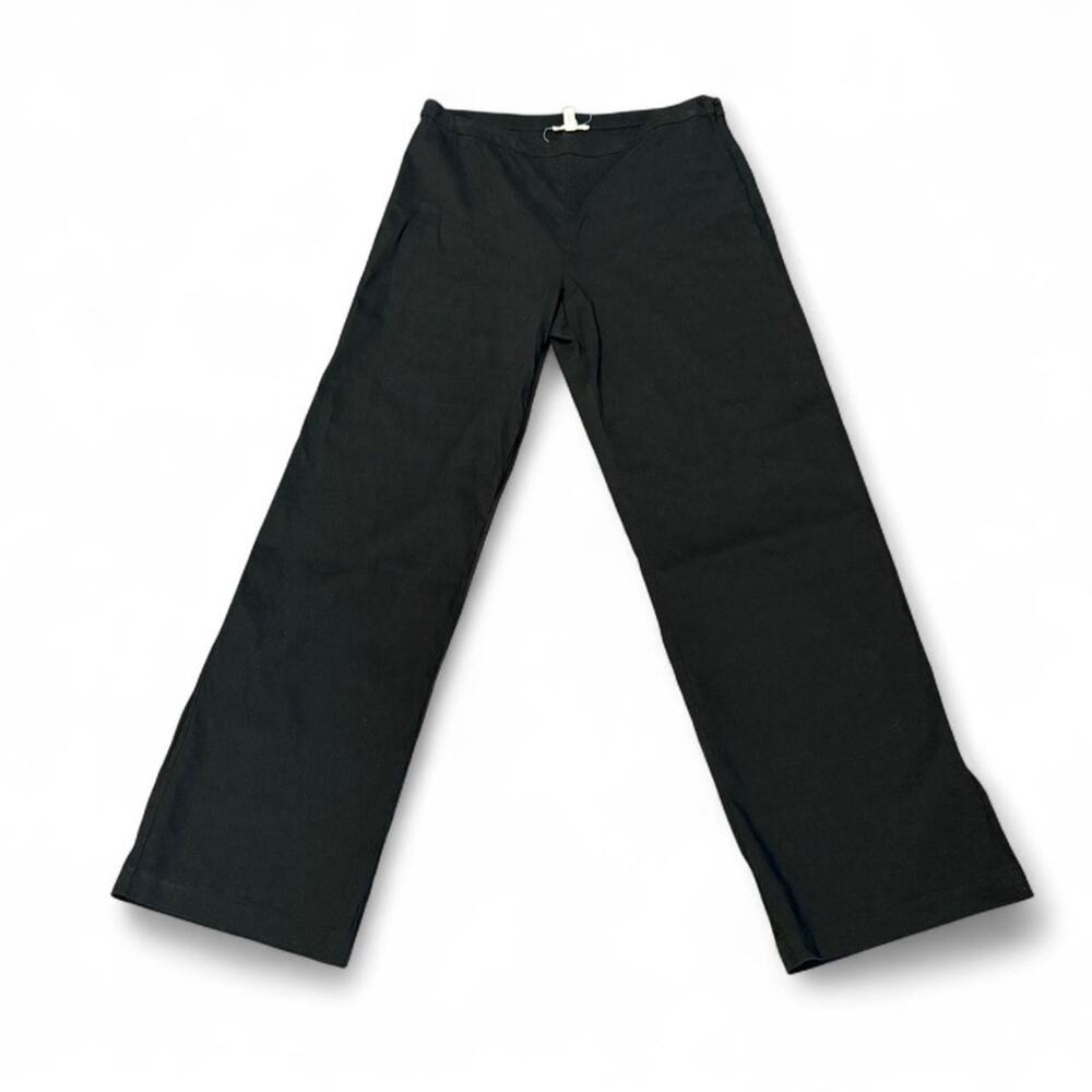 Eileen Fisher Black wide leg linen blend trousers (sz 12) 277